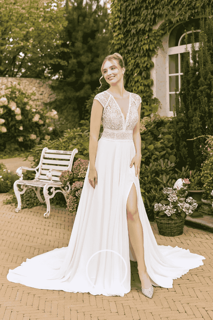 robe bohème fluide et dentelle anderea mariage pays basque Bardos